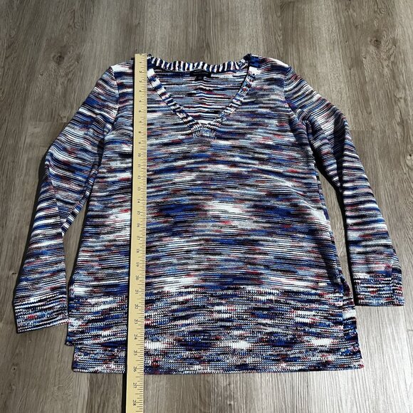 Tommy Hilfiger Womens Multicolor Striped Knit Sweater V-Neck Red White blue Smal - Picture 7 of 10